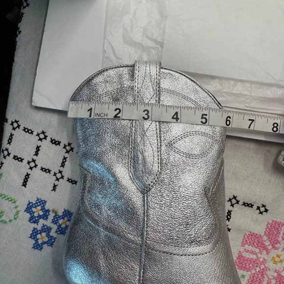 Dolce Vita Angel Silver Boots Women 7 Kitten Heels - Picture 8 of 10